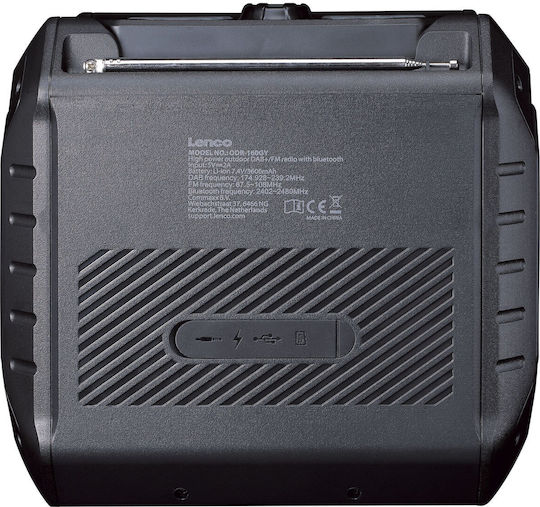 Lenco ODR-160GY Портативен Радиоприемник Акумулаторен DAB+ с USB Черен