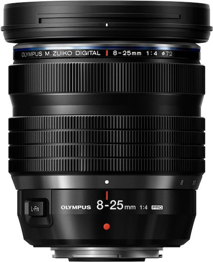 Olympus Full Frame Camera Lens OM System M.Zuiko Digital ED 8-25mm f/4 PRO Wide Angle Zoom for Micro Four Thirds (MFT) Mount Black