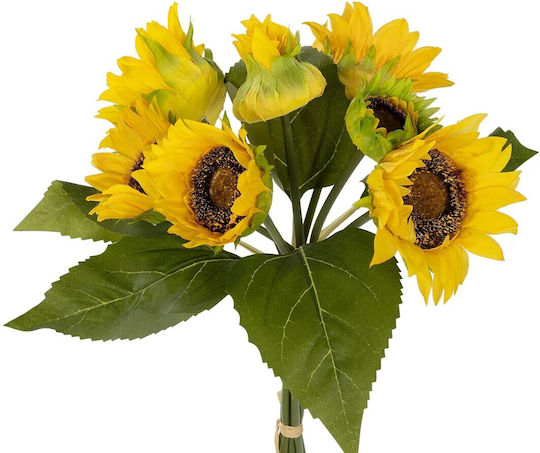 Globostar Artificial Garden Yellow Sunflower Branch 21386 Τεχνητό Διακοσμητικό Μπουκέτο Ηλιοτρόπιο Κίτρινο Y37cm