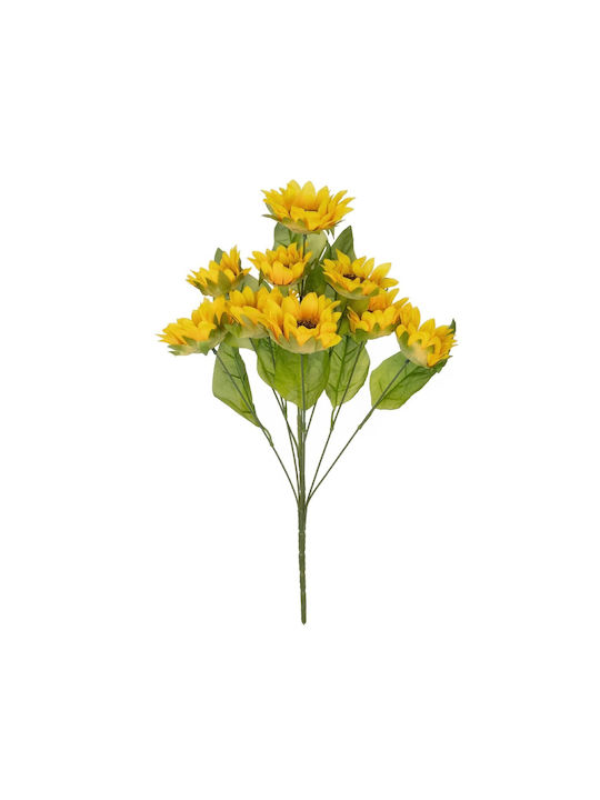 Globostar Artificial Garden Yellow Sunflower Branch 21383 Τεχνητό Διακοσμητικό Κλαδί Ηλιοτρόπιο Κίτρινο Y49cm