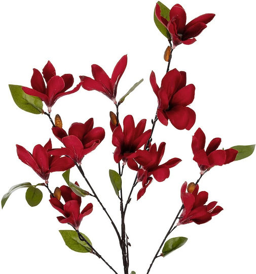 Globostar Artificial Garden Red Magnolia Branch 21422 Τεχνητό Διακοσμητικό Κλαδί Κόκκινη Μαγνόλια Y86cm