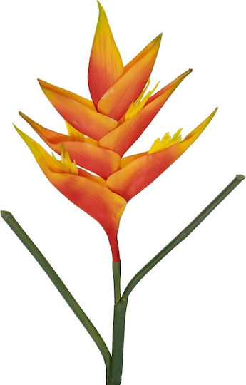 Globostar Artificial Decorative Branch Orange Bird of Paradise Y85cm