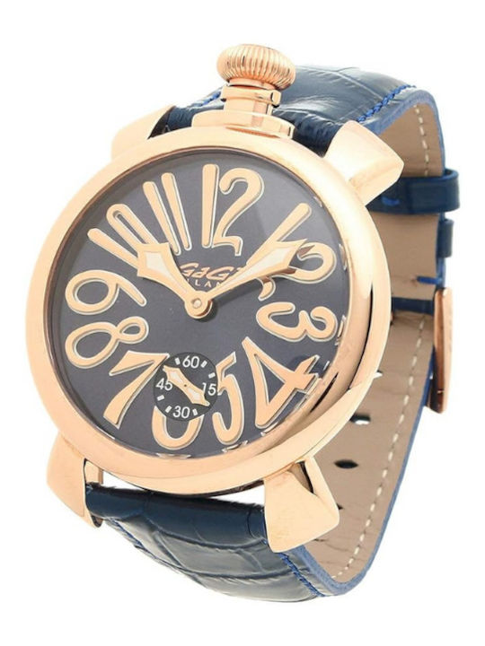 Gaga Milano Men's Watch 48mm Battery with Blue Rubber Strap