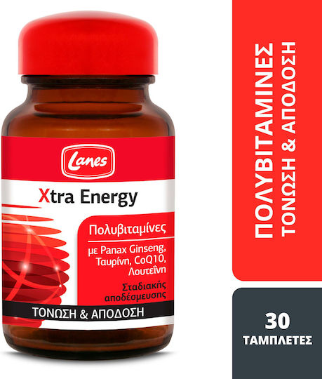 Lanes Xtra Energy Πολυβιταμίνη για Ενέργεια 30 ταμπλέτες