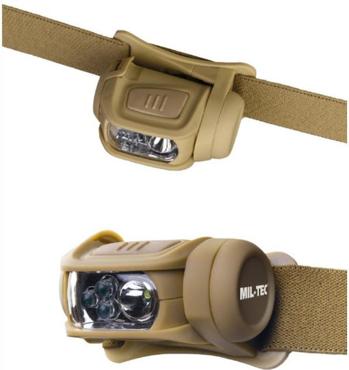 Mil-Tec Stirnlampe LED mit maximaler Helligkeit 65lm Khaki
