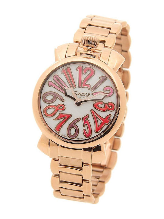 Gaga Milano Women's Watch with Pink Gold Metal Bracelet
