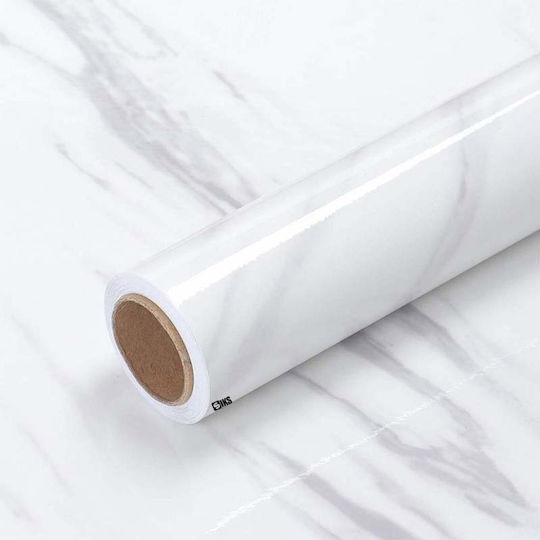 Siks Self-adhesive Film Kitchen Protection Water-resistant White Marble Appearance 60 X 200 Cm