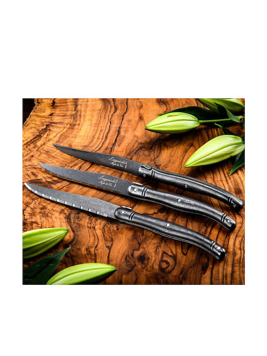 Laguiole Black Stonewash Μαχαίρια Steak από Ανοξείδωτο Ατσάλι 6τμχ