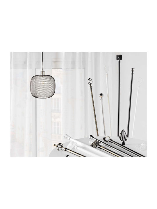 Douceur d'Intérieur Ausziehbar Metallisch Vorhangstange Arabesque Einfach Φ19mm 210-120cm White