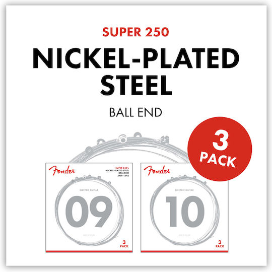 Fender Set Corzi Pentru Chitară Electrică Din Oțel Placă Cu Nichel 9 - 42