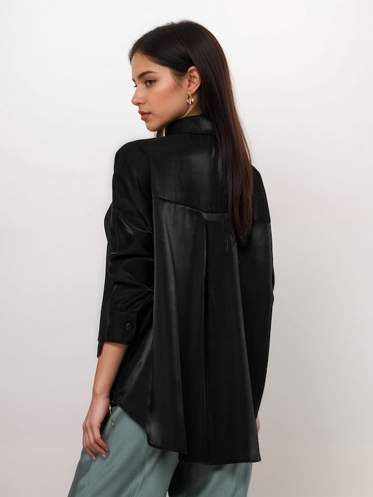 Langärmelig Damen Hemd Black