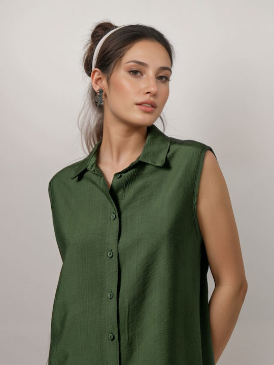 Ärmellos Damen Hemd Green