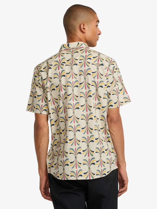 Κοντομάνικο Πουκάμισο σε Κανονική Γραμμή Floral Light Khaki