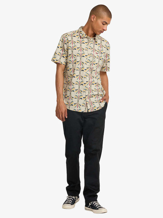 Κοντομάνικο Πουκάμισο σε Κανονική Γραμμή Floral Light Khaki