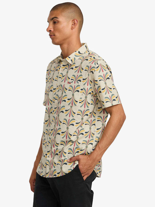 Κοντομάνικο Πουκάμισο σε Κανονική Γραμμή Floral Light Khaki
