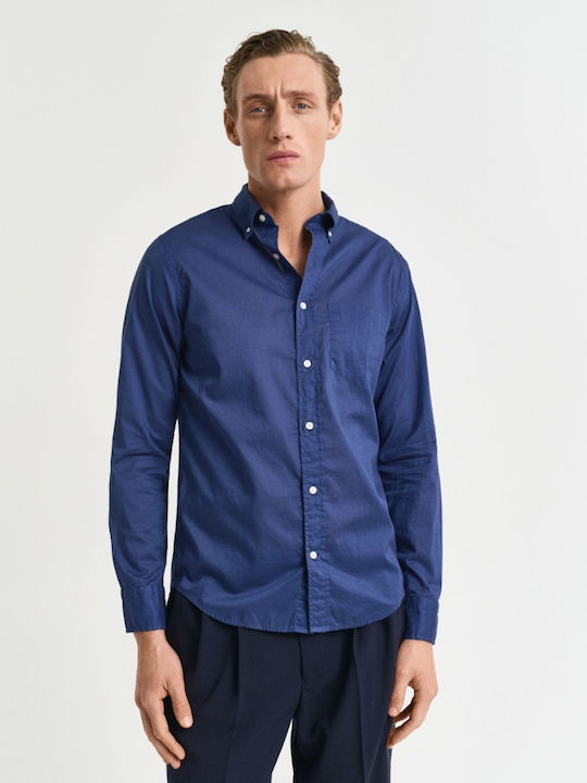 Langärmlig Baumwolle Hemd Blue