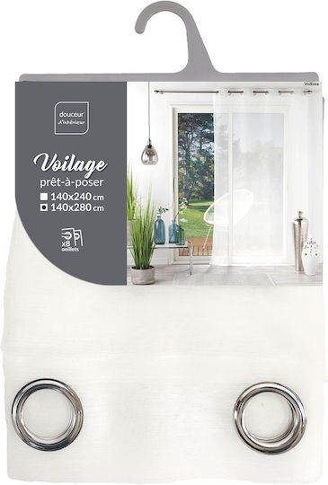 Douceur d'Intérieur Κουρτίνα με Τρουκς Λευκή 140x280εκ.