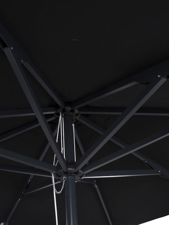 Professional Square Aluminum Black Garden & Terrace Parasol 2.20x2.20m