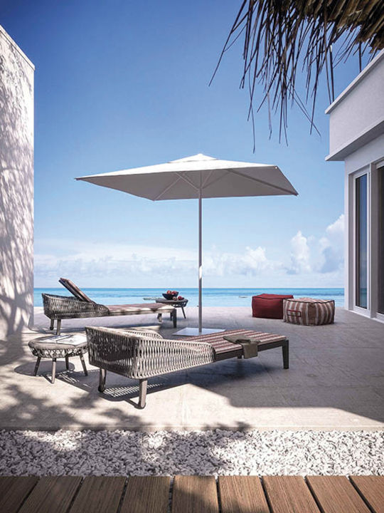 Square Aluminum Garden Parasol Once White 2x2xHeight 1.95m