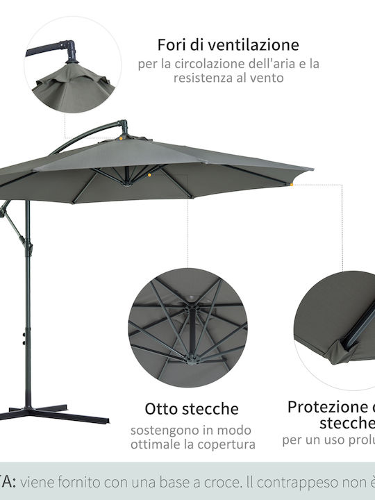 Hanging Circular Metal Parasol Grey Φ3xH2.5m