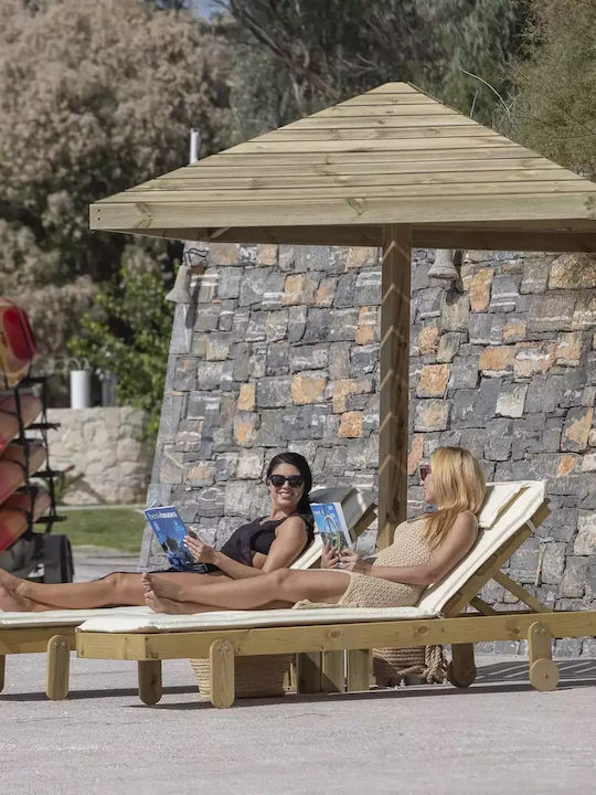 Ομπρέλα Δαπέδου Τετράγωνη Ξύλινη Γαλάζια 2x2m