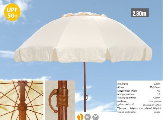 1529 Aluminium-Garten- und Terrassen-Sonnenschirm mit Ecru-Luftauslass
