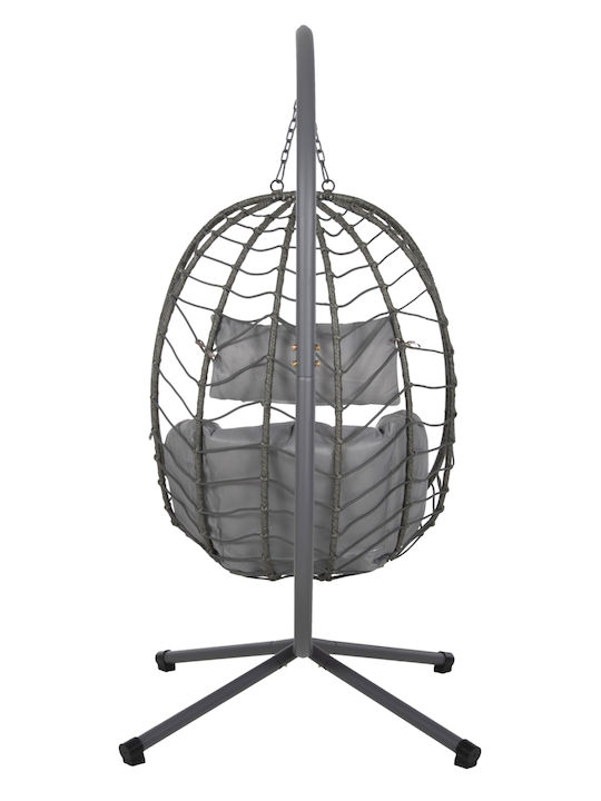 Millie Rattan Swing Nest with Stand Gray L90xW75xH190cm