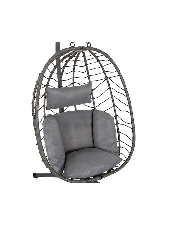 Millie Rattan Swing Nest with Stand Gray L90xW75xH190cm