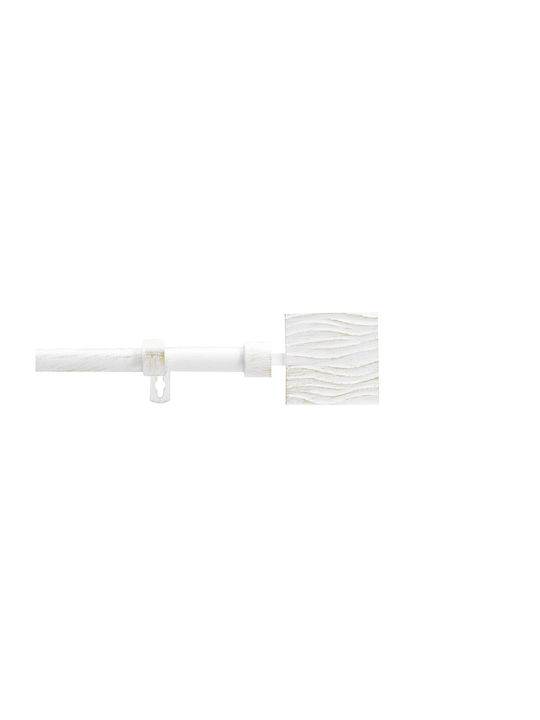 Douceur d'Intérieur Extendable Metallic Curtain Pole Tempo Single Diameter 19mm Length 210-120cm White/Gold