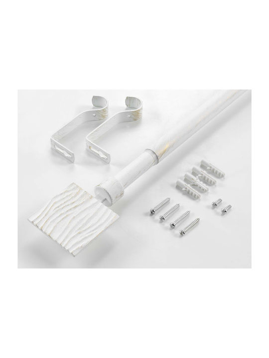 Douceur d'Intérieur Extendable Metallic Curtain Pole Tempo Single Diameter 19mm Length 210-120cm White/Gold