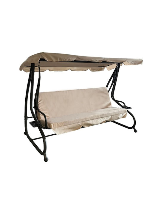 Κούνια με Βάση 3 Θέσεων Μεταλλική Μ230xΠ120xΥ164cm Εκρού Κούνια με Βάση 3 Θέσεων Μεταλλική Μ230xΠ120xΥ164cm Εκρού