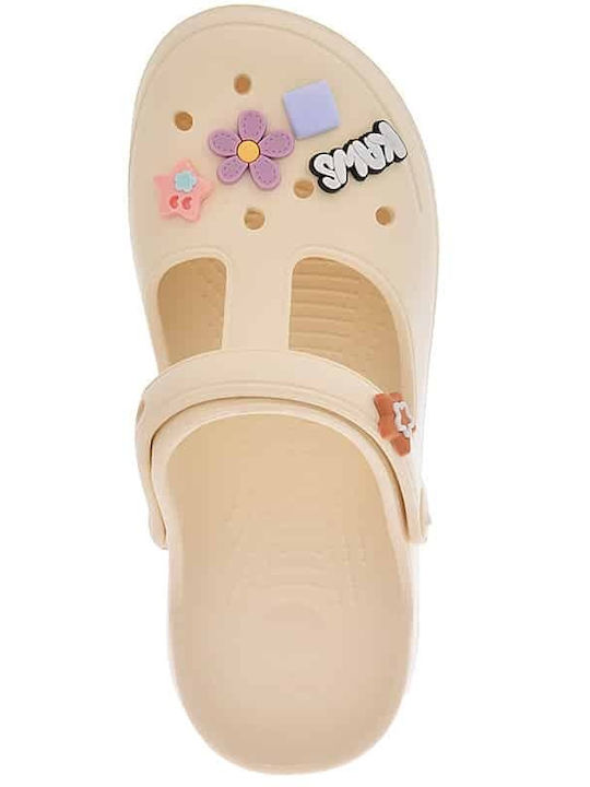 Jomix Women's Beige Clogs 250427-Ecru