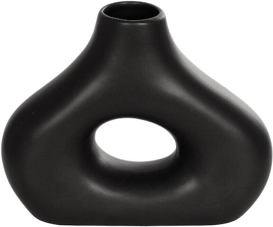 Globostar Artificial Garden Horizon 21252 Decorative Ceramic Vase Black D18 X W6 X H15 Cm