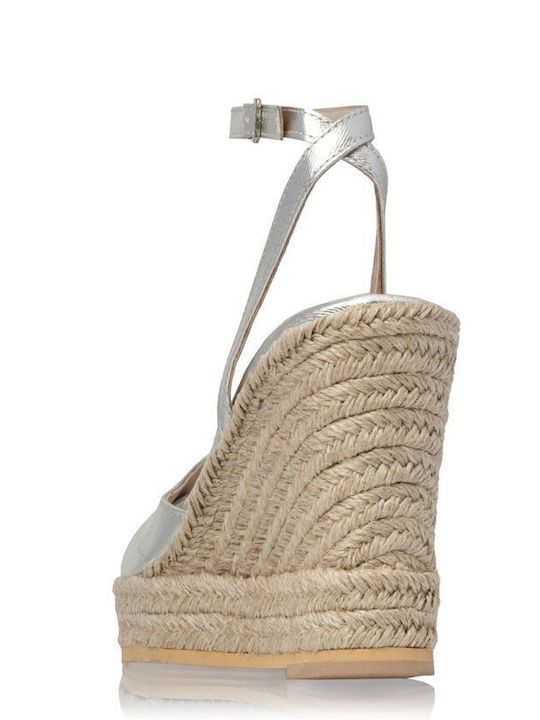 Damenplattformen im Espadrilles-Stil Silber