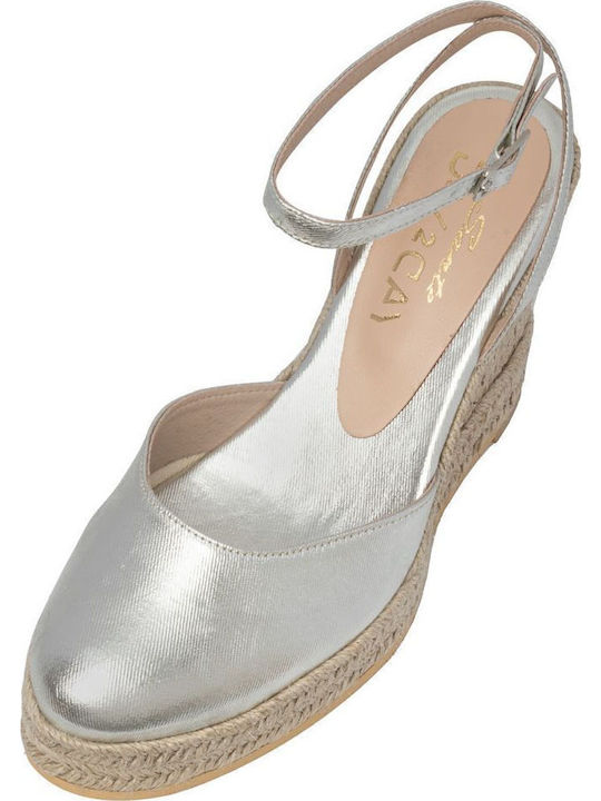 Damenplattformen im Espadrilles-Stil Silber