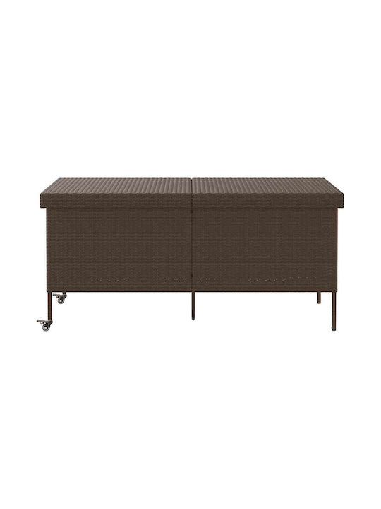 vidaXL Μπαούλο Αποθήκευσης Εξωτερικού Χώρου Rattan Καφέ Μ160xΠ55xΥ75εκ.