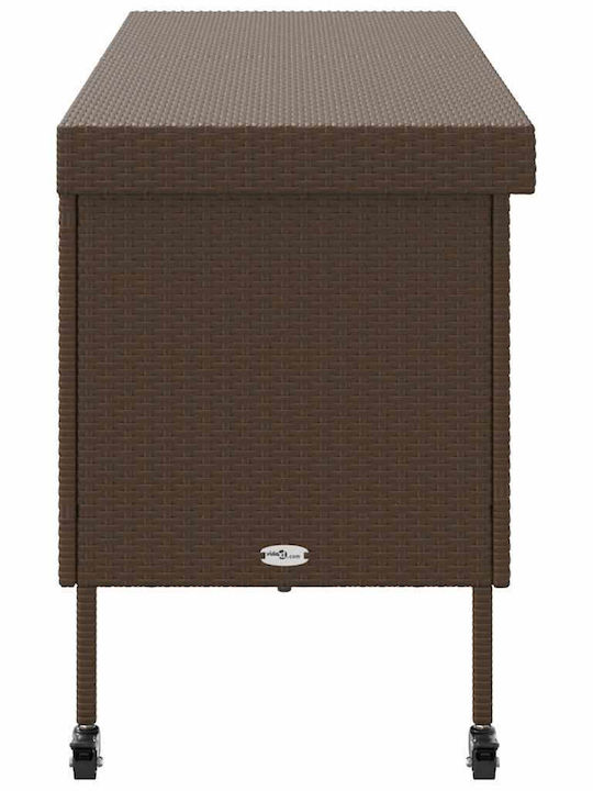 vidaXL Μπαούλο Αποθήκευσης Εξωτερικού Χώρου Rattan Καφέ Μ160xΠ55xΥ75εκ.