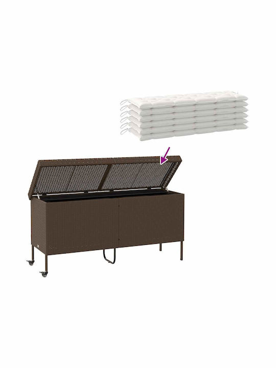 vidaXL Μπαούλο Αποθήκευσης Εξωτερικού Χώρου Rattan Καφέ Μ160xΠ55xΥ75εκ.