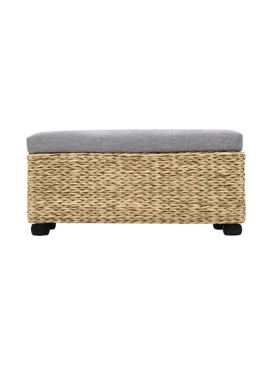 Garden Stool Cube Outdoor Rattan with Cushion Natural / Gray 2 Pieces 85x40x35cm