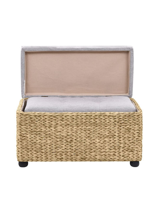 Garden Stool Cube Outdoor Rattan with Cushion Natural / Gray 2 Pieces 85x40x35cm