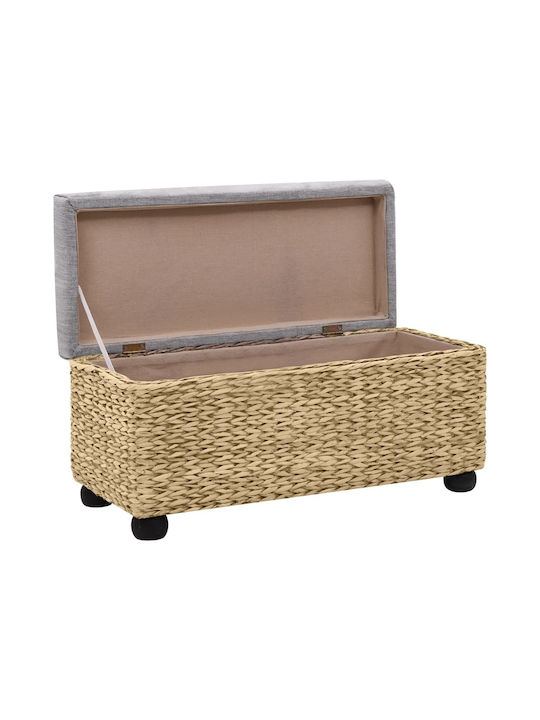 Garden Stool Cube Outdoor Rattan with Cushion Natural / Gray 2 Pieces 85x40x35cm