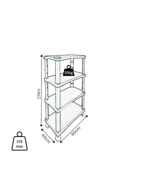 Plastic Outdoor Shelving Unit with 5 Shelves Gray 80x40x174cm