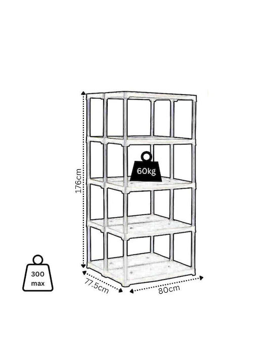 Plastic Outdoor Shelving Unit with 5 Shelves Black 80x77.5x176cm