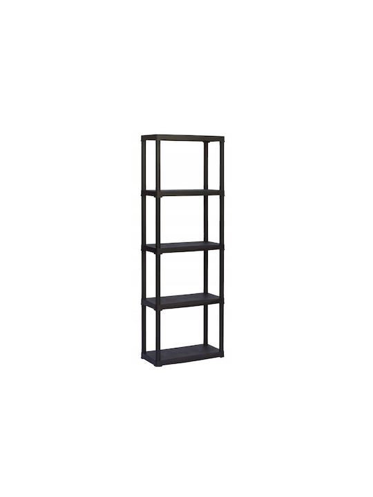 Ραφιέρα Πλαστική Linea Tempo με 5 Ράφια Μαύρη 60x30x176cm