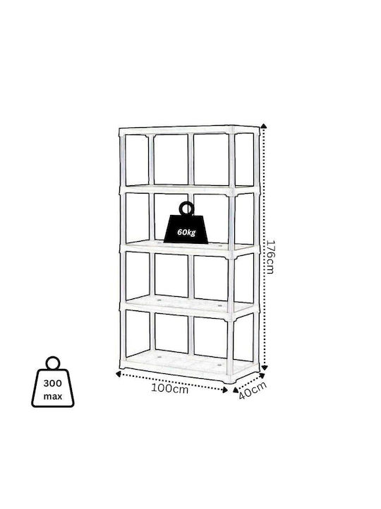 Plastic Outdoor Shelving Unit with 5 Shelves Black Linea Tempo 100x40x176cm