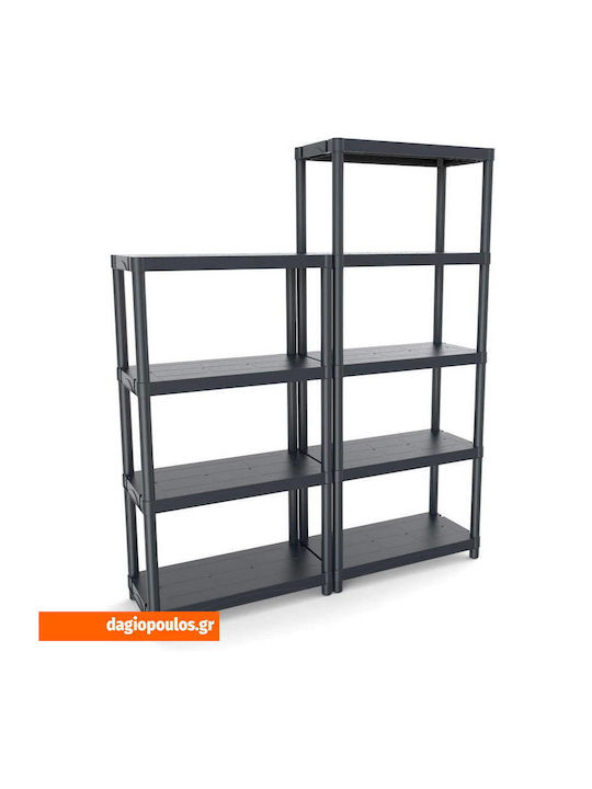 Plastic Shelving Unit Qblack 3060 S/5 with 5 Black Shelves 60x30x165cm