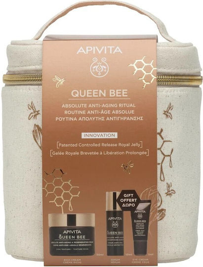 Apivita Queen Bee Skin Care Set for Αnti-ageing, Moisturizing & Firming 4pcs
