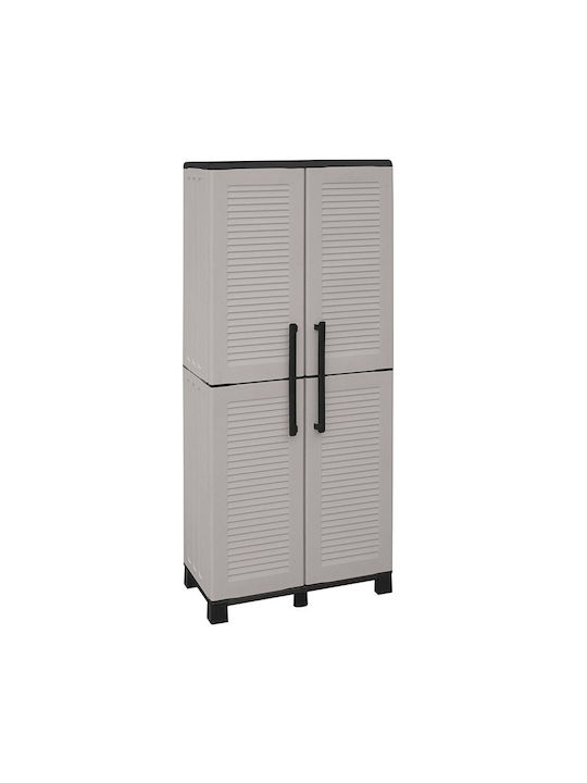 Двукрилен гардероб Пластмаса с разделител и 3 рафтове Grey Light 68x37x169бр