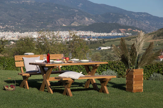 Ξύλινο Τραπέζι Εξωτερικού Χώρου Καφέ 210x87x75εκ.