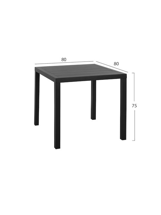 Rahela Outdoor Dinner Free Standing Aluminum Table Gray 80x80x75cm